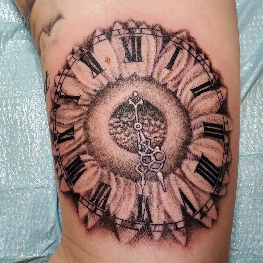 Sunflower Clock Tattoo