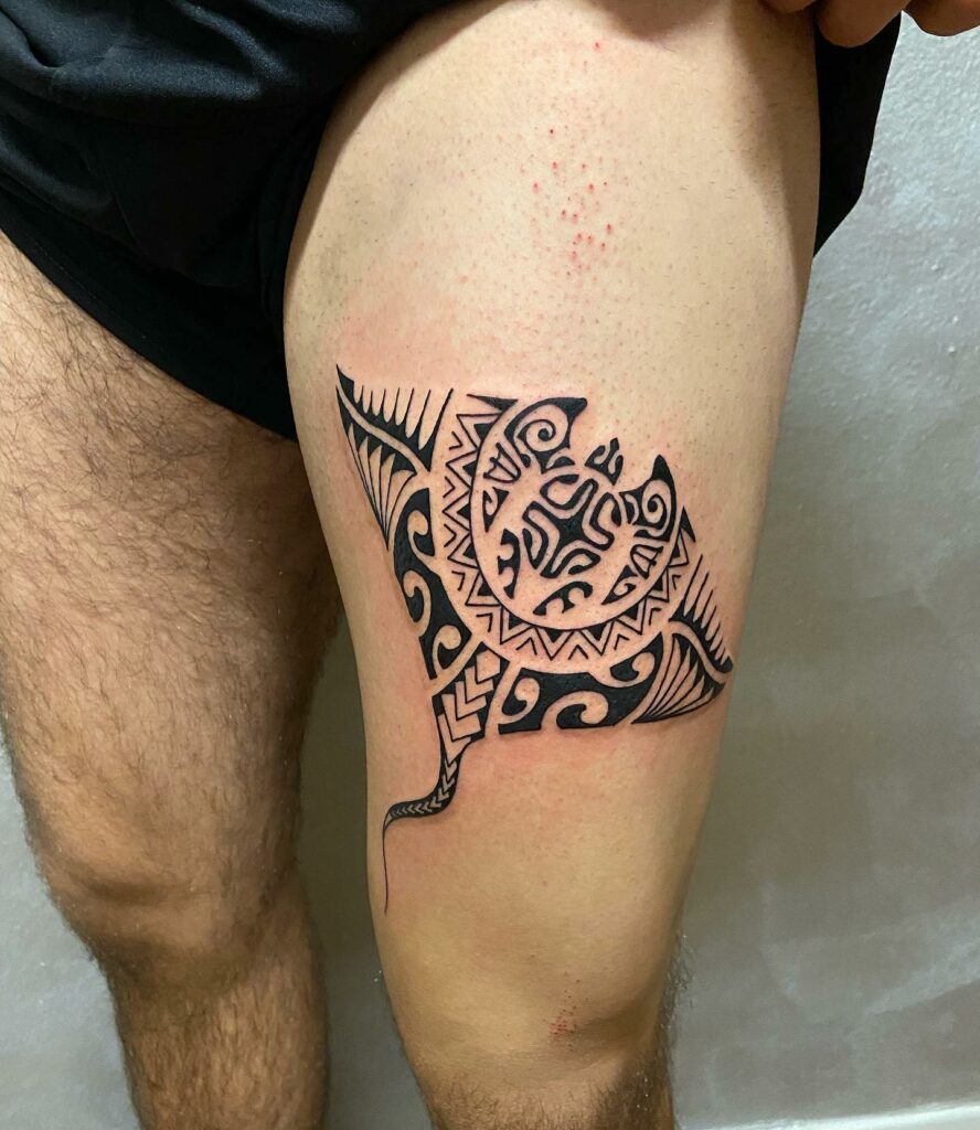 Thigh Marquesan Tattoo