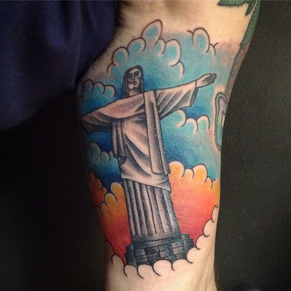 Watercolor Christ The Redeemer Tattoo