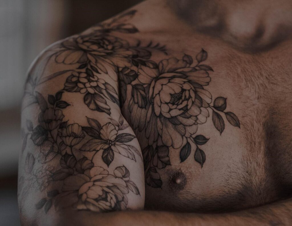 Masculine Men's Floral Tattoo