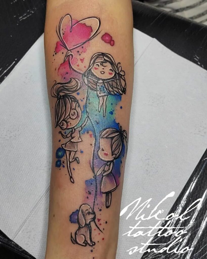 Endless Love: Adorable Mother of 3 Tattoo Design