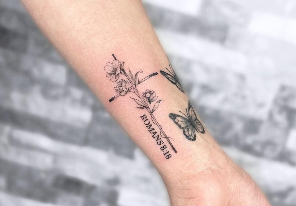Cross Flower Tattoos