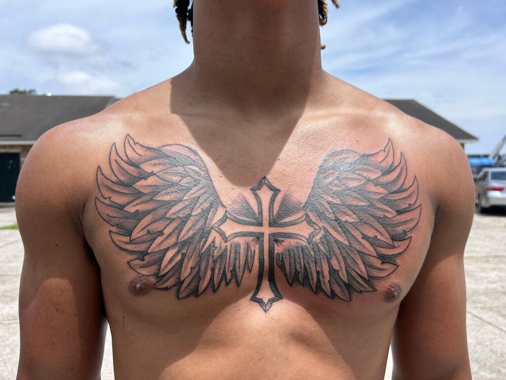Chest And Neck Tattoo