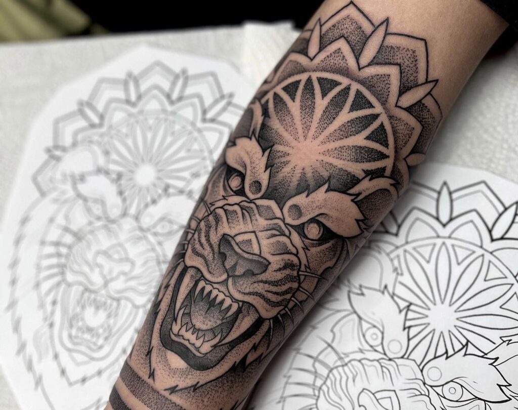 Lion Tattoo On Forearm