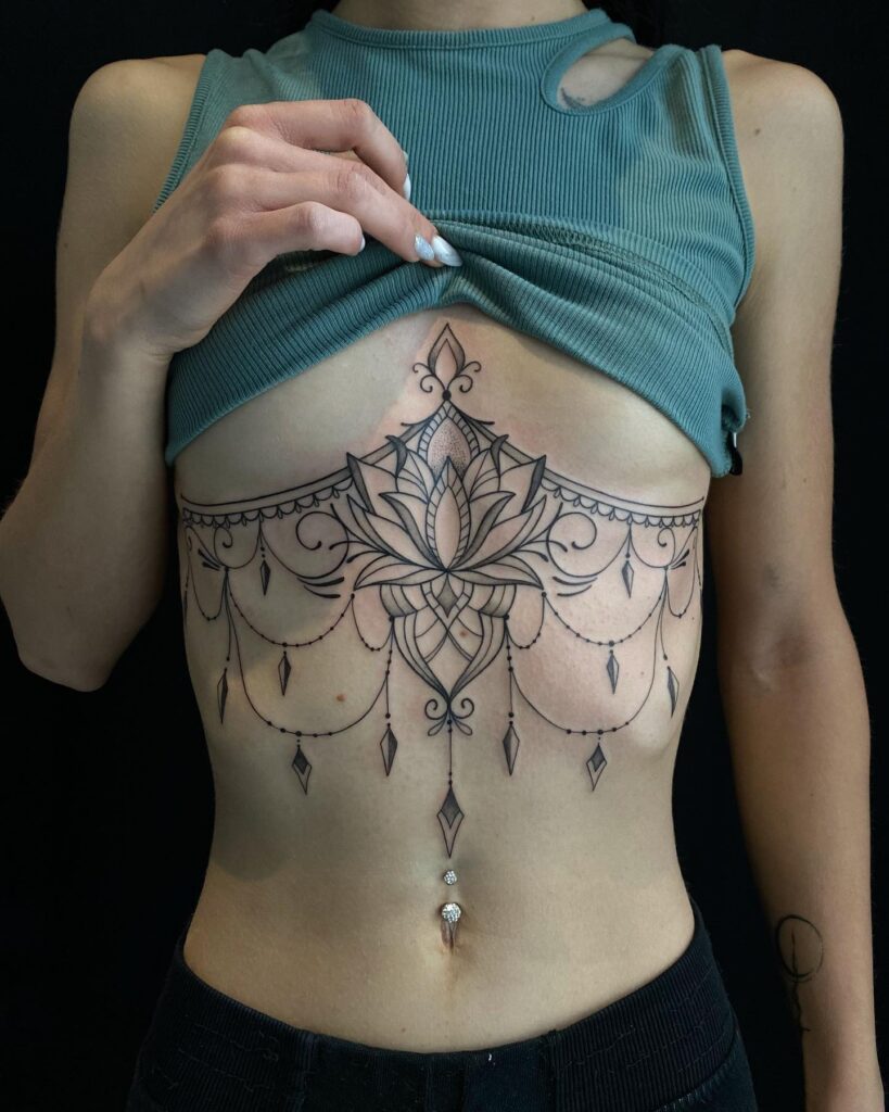 Lace Under Breast Tattoos