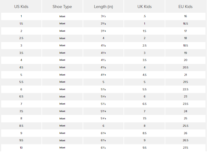 New Balance Size & Width Guide