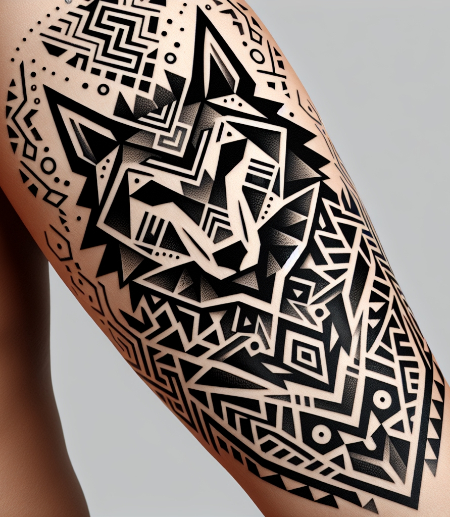 Savage Strength: Tribal Wolf Tattoo Design