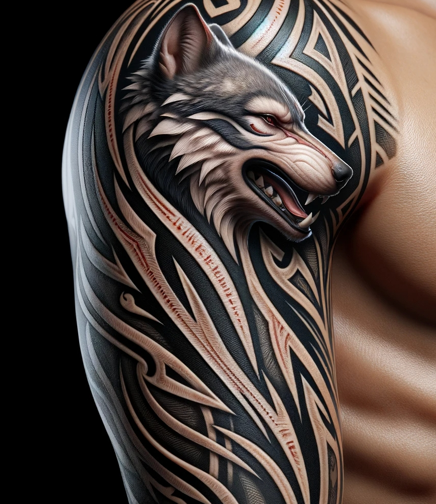 Wild Spirit on Skin: Tribal Wolf Tattoo