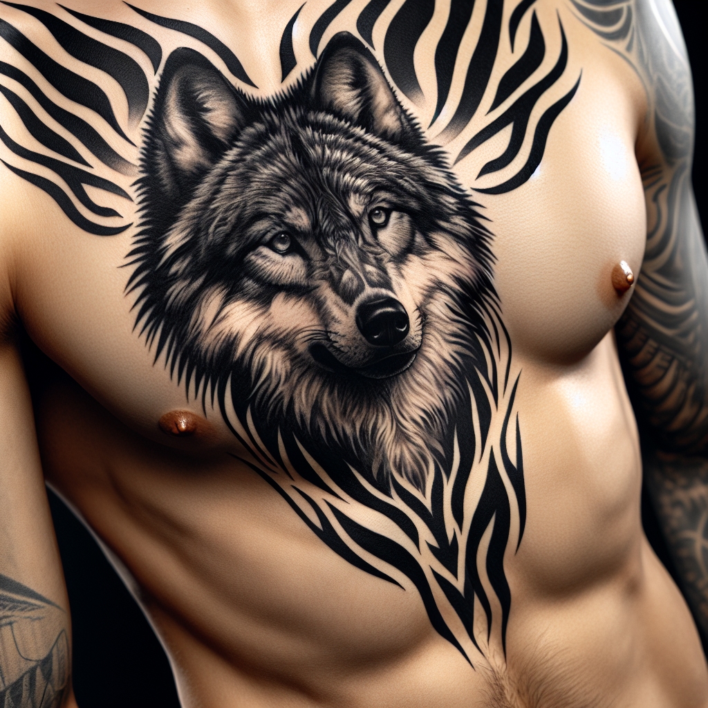 Wild Spirit: A Tribal Wolf Tattoo Masterpiece